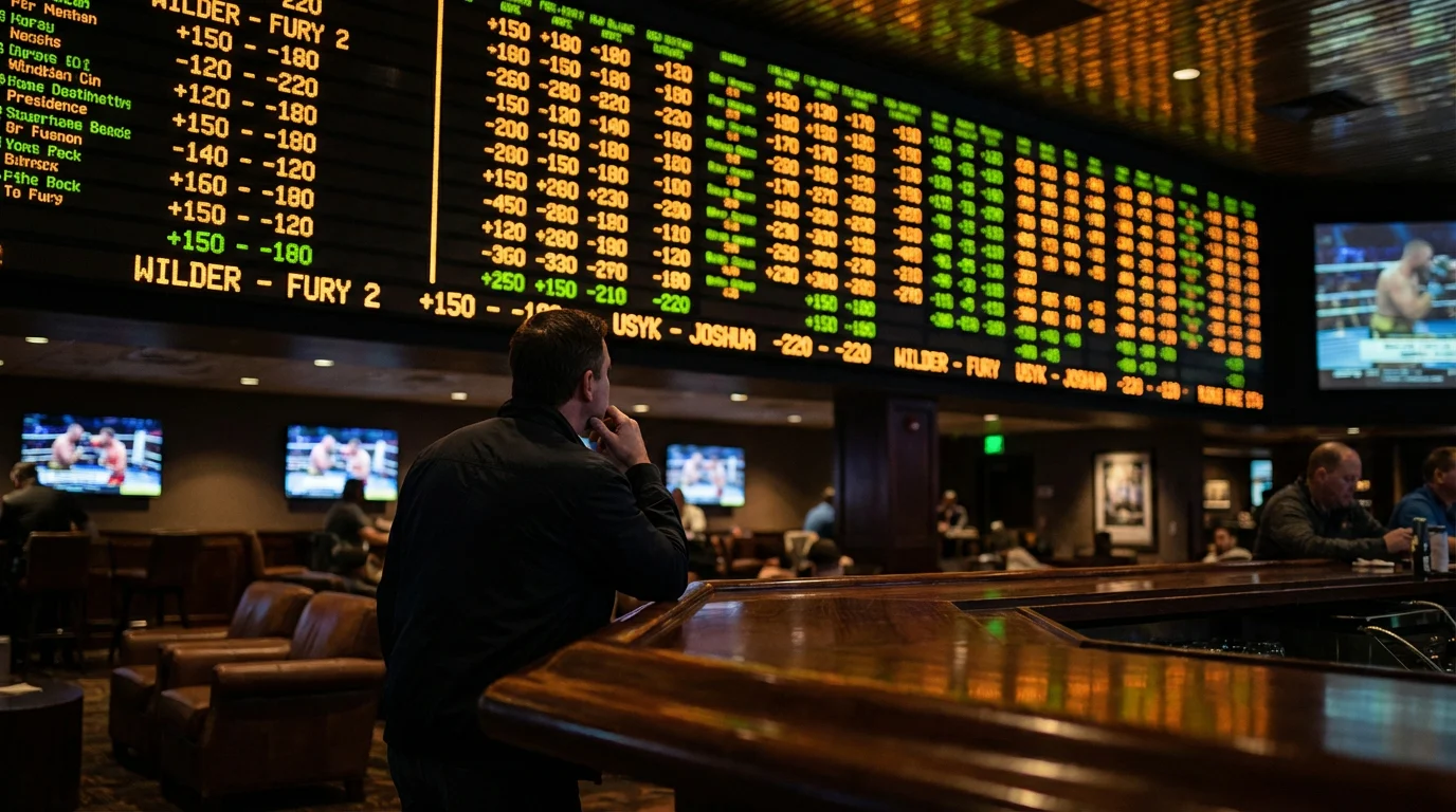 Tableau d'affichage de cotes de paris lors d'une soirée de boxe